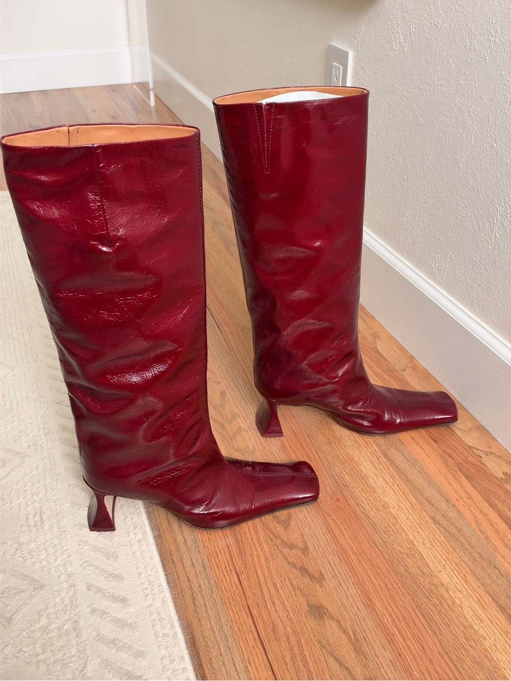 Miista Bluma Leather Boots in Burgundy Crinkle - Picture 8 of 12